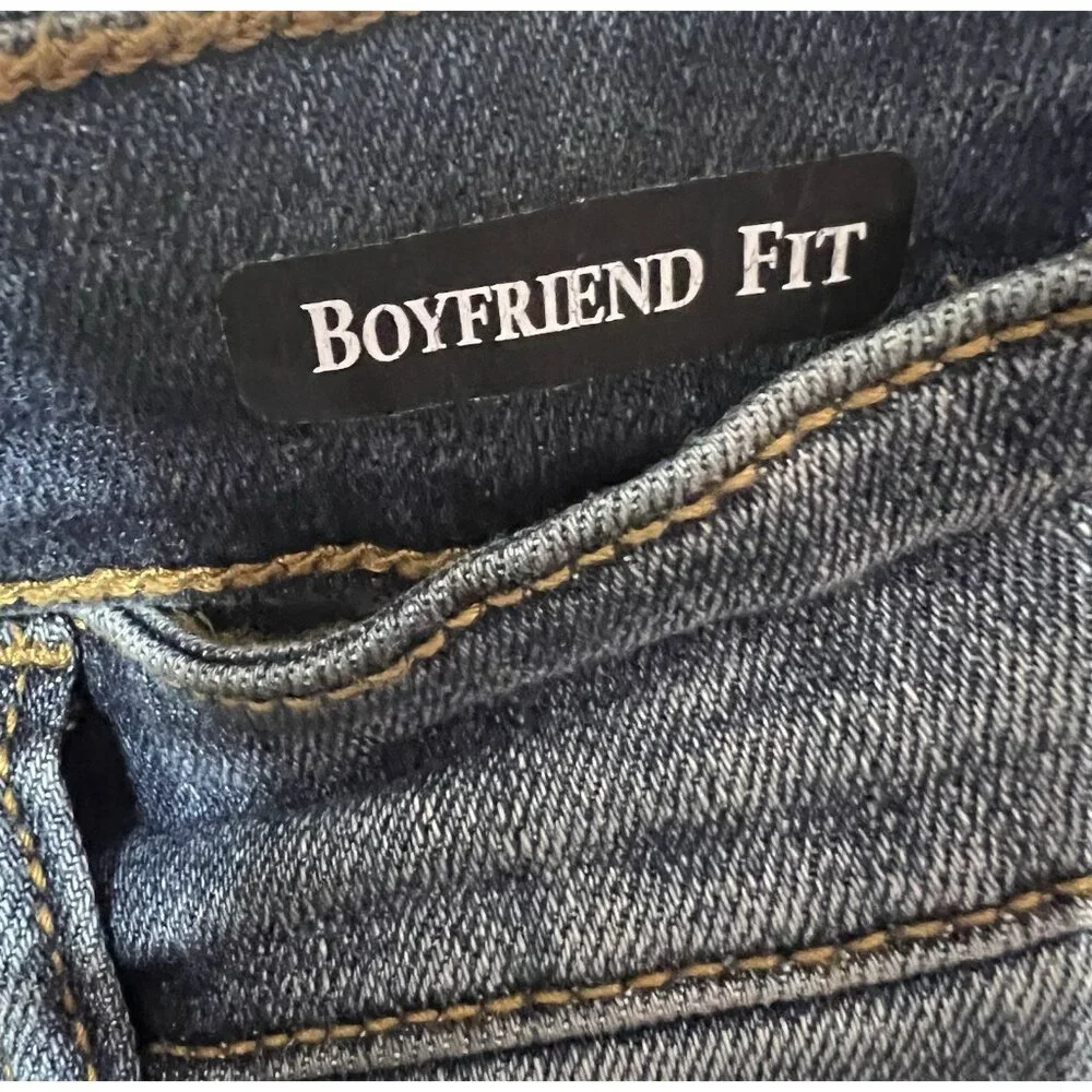 Judy Blue Women 1/25 Boyfriend Jeans Blue Relaxed Distressed Stretch Zipper - Picture 5 of 13